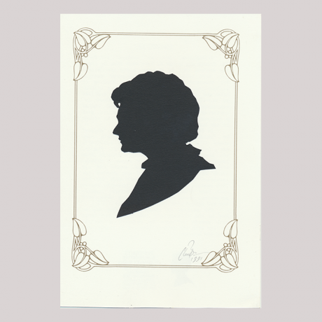 
        Front of silhouette, with man in frame looking left.